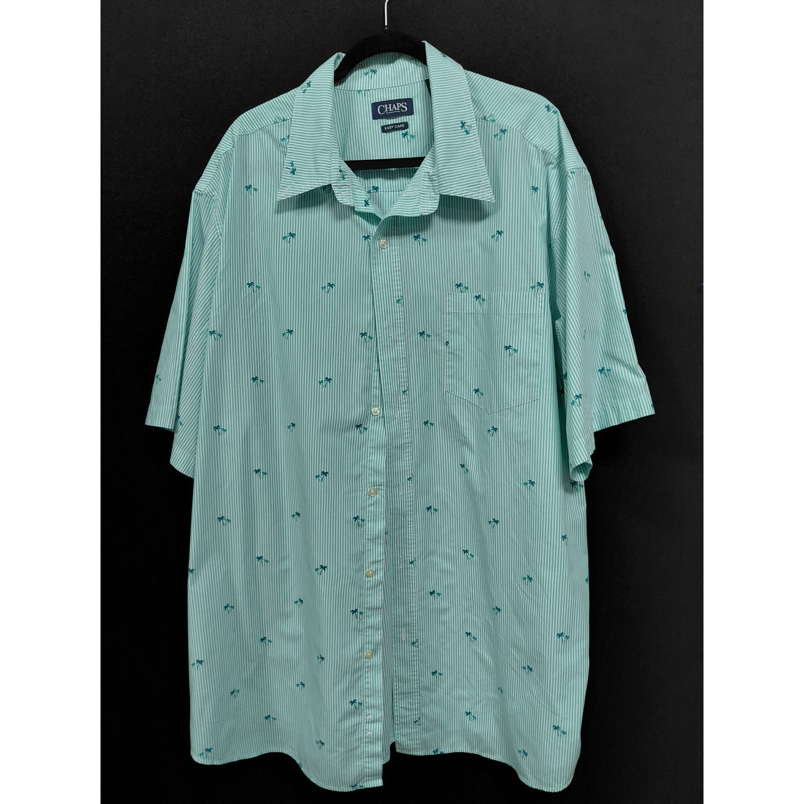 Chaps Easy Care Palm Tree Print Shirt Green Graphic Print Knit Men Size 3xlt